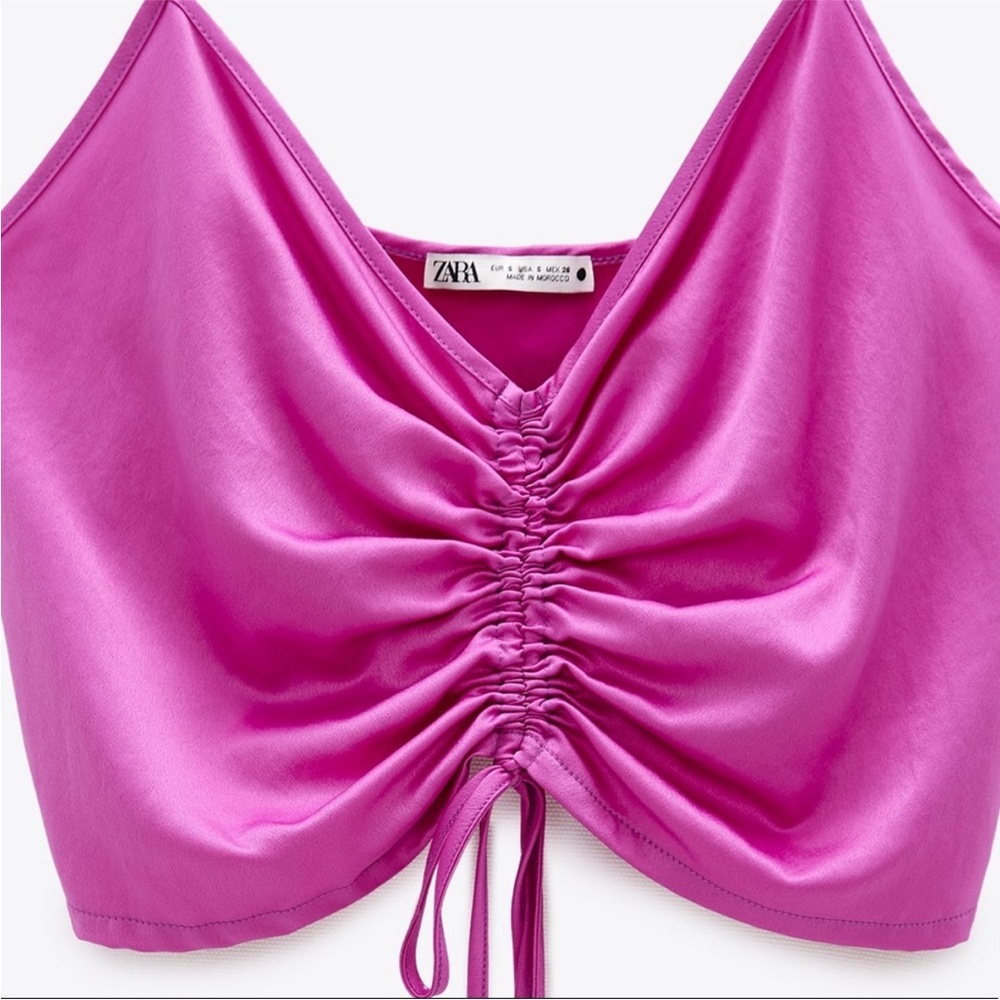 Zara Fuchsia Satin Gathered Top